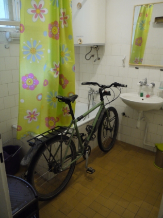 Bicycle in the bathroom