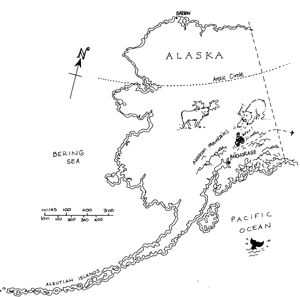 Alaska State Map Outline Sketch Coloring Page